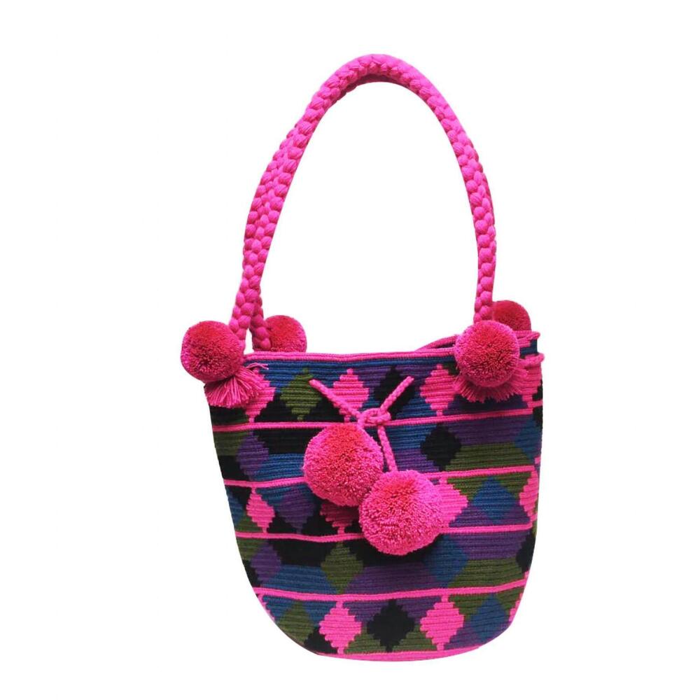 NEW LE POM POM bucket bag in pink & purple